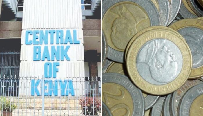 File image of CBK offices (left) and coins.
